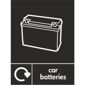 Car batteries recycling sign with battery symbol