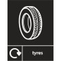 Tyres recycling sign with tyre recycling symbol