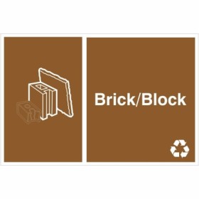 Brick and block recycling sign with masonry recycling symbol