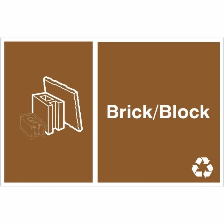 Brick and block recycling sign with masonry recycling symbol