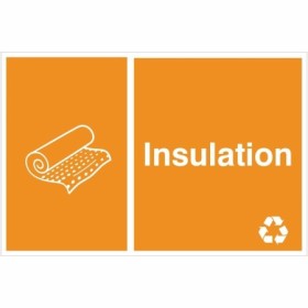 Insulation recycling sign with insulation roll recycling symbol
