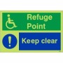 Glow in the dark refuge point keep clear sign with accessibility symbol