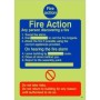 Glow in the dark 6 point fire action notice sign for any person discovering a fire