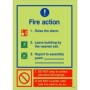 Glow in the dark 3 Point Fire Action Notice Raise The Alarm safety sign
