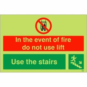 Glow In The Dark Fire Exit Stairs Down Right Sign