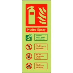Glow in the dark Hydro-Spray fire ID sign