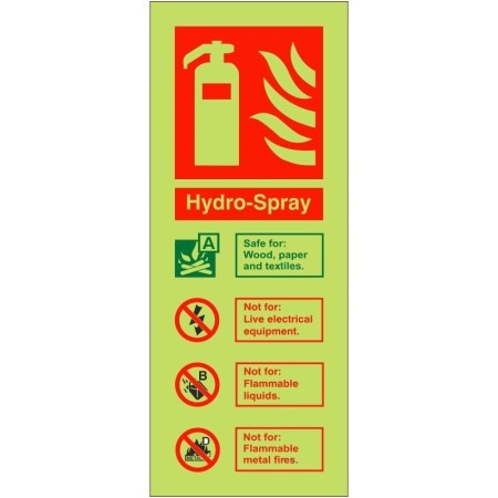 Glow in the dark Hydro-Spray fire ID sign