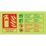 Glow in the dark foam spray fire extinguisher ID sign in Welsh and English