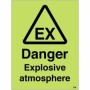Glow in the dark Danger Explosive Atmosphere sign with EX hazard symbol