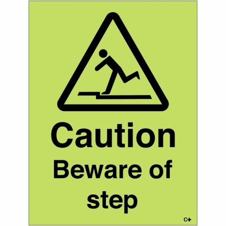 Glow in the dark Caution Beware Of The Step warning sign