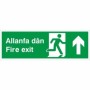Fire Exit Arrow Up Sign in Welsh and English