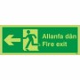 Glow In The Dark Fire Exit Arrow Left Welsh and English Sign