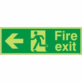 Glow In The Dark Fire Exit Left Sign