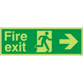 Glow In The Dark Fire Exit Right Sign