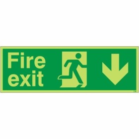Glow In The Dark Fire Exit Down Sign
