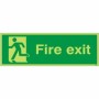 Extra large glow in the dark fire exit running man left sign