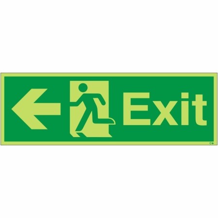 Glow In The Dark Exit Arrow Left Sign