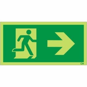 Glow In The Dark Fire Exit Symbol Only With Arrow Right Sign