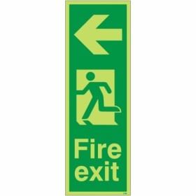 Glow In The Dark Fire Exit Arrow Left Sign