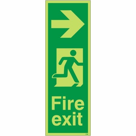 Glow In The Dark Fire Exit Arrow Right Sign