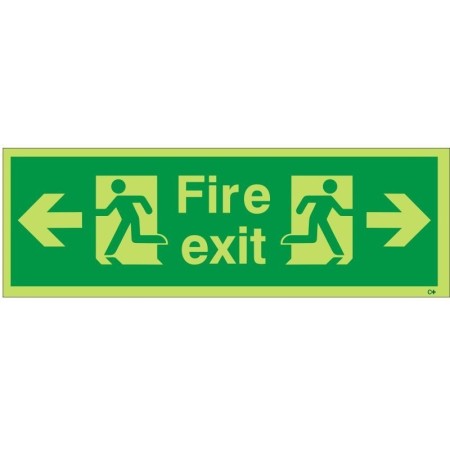 Glow In The Dark Fire Exit Left and Right Sign