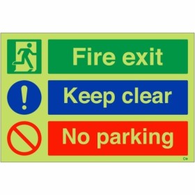Glow In The Dark Fire Exit Keep Clear No Parking Sign