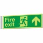 Fire exit up corridor sign with running man and upward arrow