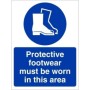 Protective Footwear Must Be Worn In This Area Sign with mandatory safety boot symbol