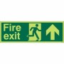 Glow in the Dark Fire Exit Arrow Up Sign with running man symbol and upward directional arrow