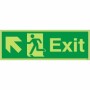 Glow in the Dark Exit Arrow Up Left fire exit safety sign with running man symbol