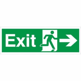 Exit Arrow Right Sign with right-pointing arrow and running person symbol