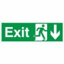 Exit Arrow Down Sign with downward-pointing arrow and running person symbol