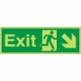 Glow in the Dark Exit Arrow Down Right emergency escape route safety sign