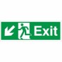 Exit Arrow Down Left Sign with lower-left arrow and running person symbol