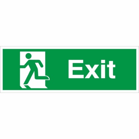 Exit Man Running Left Sign with green and white running man emergency exit symbol