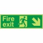  Glow in the dark fire exit sign with down right arrow and running man