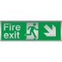  Fire exit sign in brushed aluminium finish with running man symbol