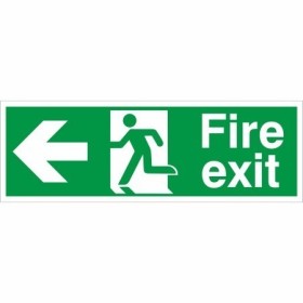 Extra Large Fire Exit Arrow Left Sign with left-pointing arrow and running person symbol