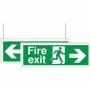 Fire exit left and right arrows double sided hanging sign
