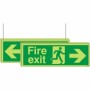 Glow in the Dark Fire exit left and right arrows double sided hanging sign