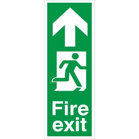 Fire Exit Arrow Up Sign with upward arrow and running person symbol