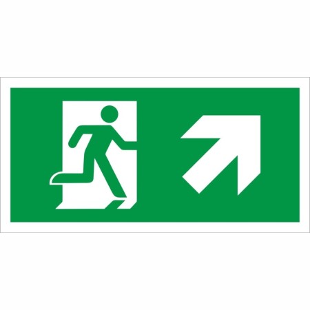Fire Exit Symbol Only With Arrow Up Right Sign with running person and upper-right arrow