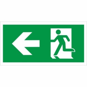 Fire Exit Symbol Only With Arrow Left Sign with running person and left arrow