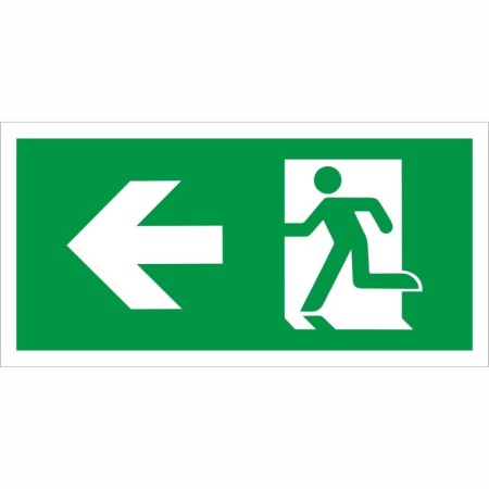 Fire Exit Symbol Only With Arrow Left Sign with running person and left arrow