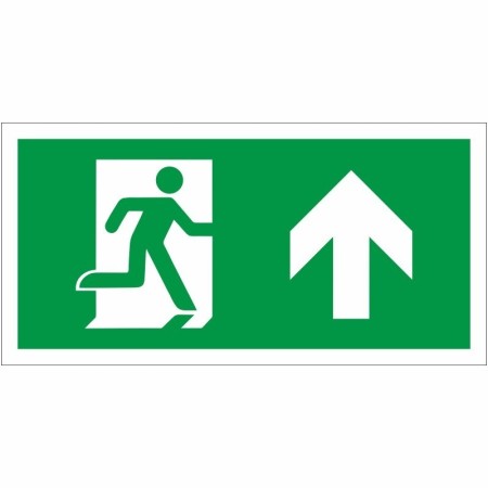 Fire Exit Symbol Only With Arrow Up Sign with running person and upward arrow