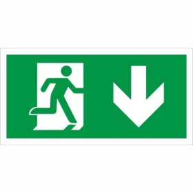 Fire Exit Symbol Only With Arrow Down Sign with running person and downward arrow