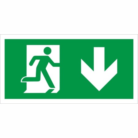Fire Exit Symbol Only With Arrow Down Sign with running person and downward arrow