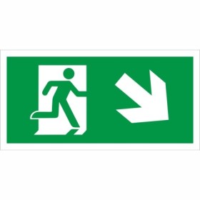 Fire Exit Symbol Only With Arrow Down Right Sign with running person and down right arrow