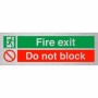 Brushed aluminum Fire exit do not block safety sign with emergency exit symbol