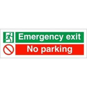 Emergency Exit No Parking Sign with emergency exit and no parking symbols
